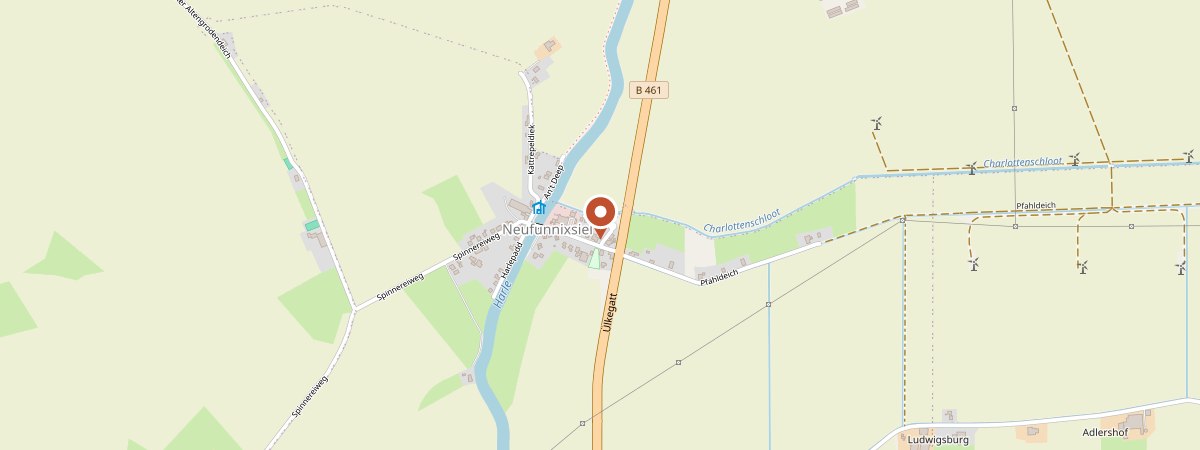 Karte mit der Lage: Am Charlottenschloot 3, 26409 Wittmund-Neufunnixsiel