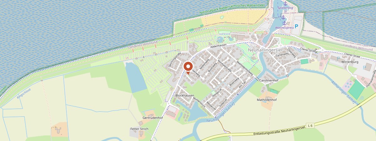 Karte mit der Lage: Groen-Eck 2, 26427 Neuharlingersiel-Seriem